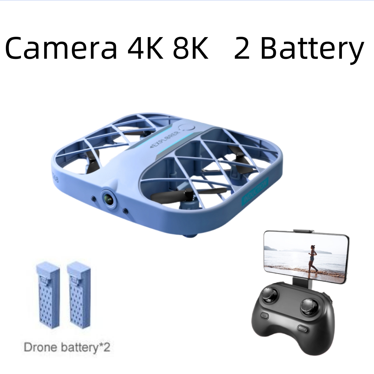 Drone Aerial Photography - JJRC H107 FPV RCドローン（バッテリー2個付き）、8K/4Kカメラ搭載クアッドコプター、リモコン付きドローン、クリスマスプレゼントに最適