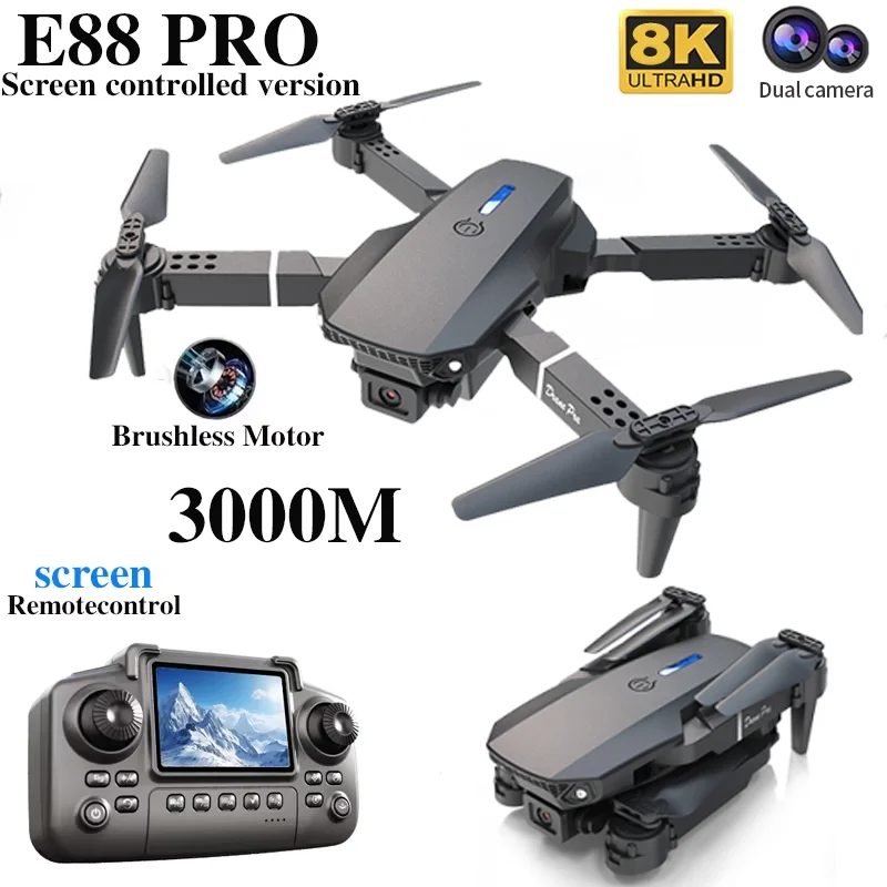 プロフェッショナルE88 PROドローン、スクリーン付き8K - Drone Surveying のレビューと価格