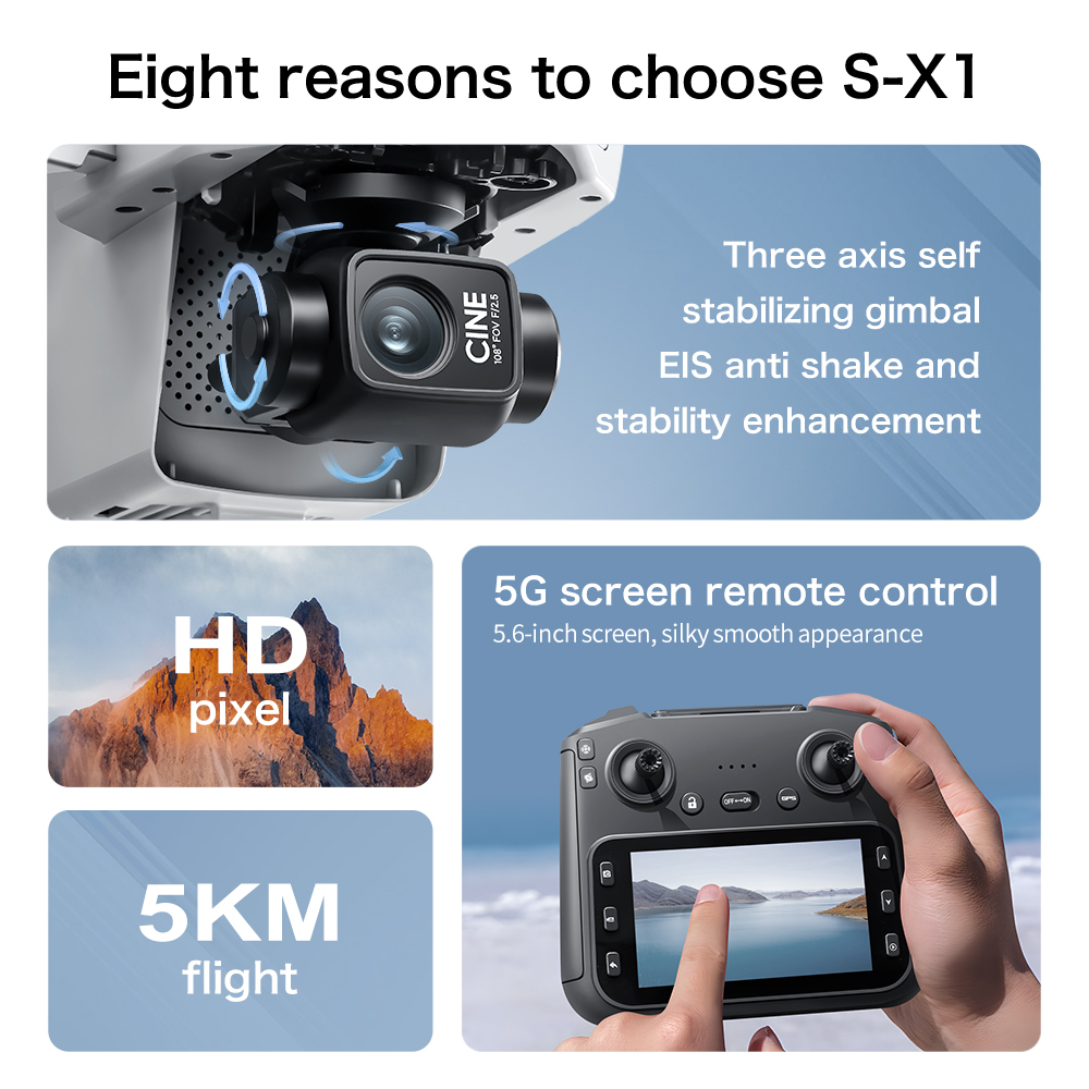 オリジナルS-X1ドローン 8K HD プロフェッショナル  - Drone Surveying のレビューと価格